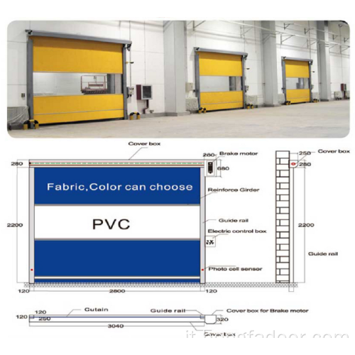 Porta avvolgibile in PVC ad azione rapida
